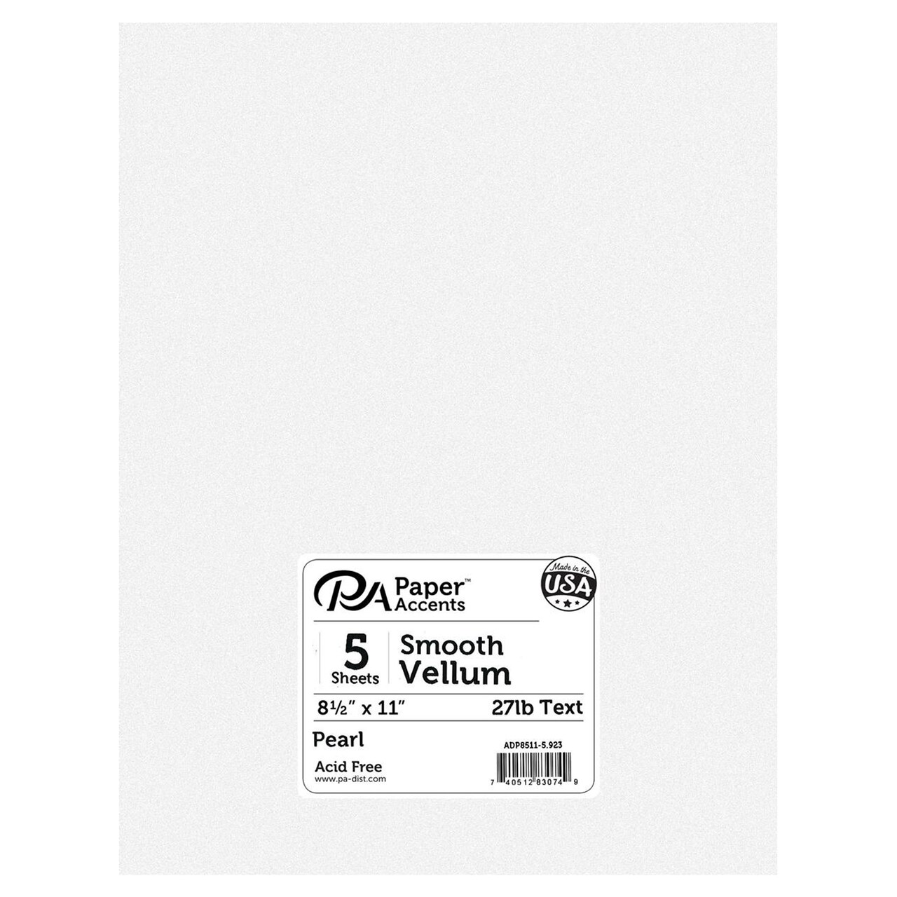 Accent Design Paper Accents Tracing Vellum 8.5x11 27lb Pearl 5pc - Translucent Vellum Sheets, Tracing Paper for Drawing, Art Projects, Crafts, Scrapbooking, Cardmaking